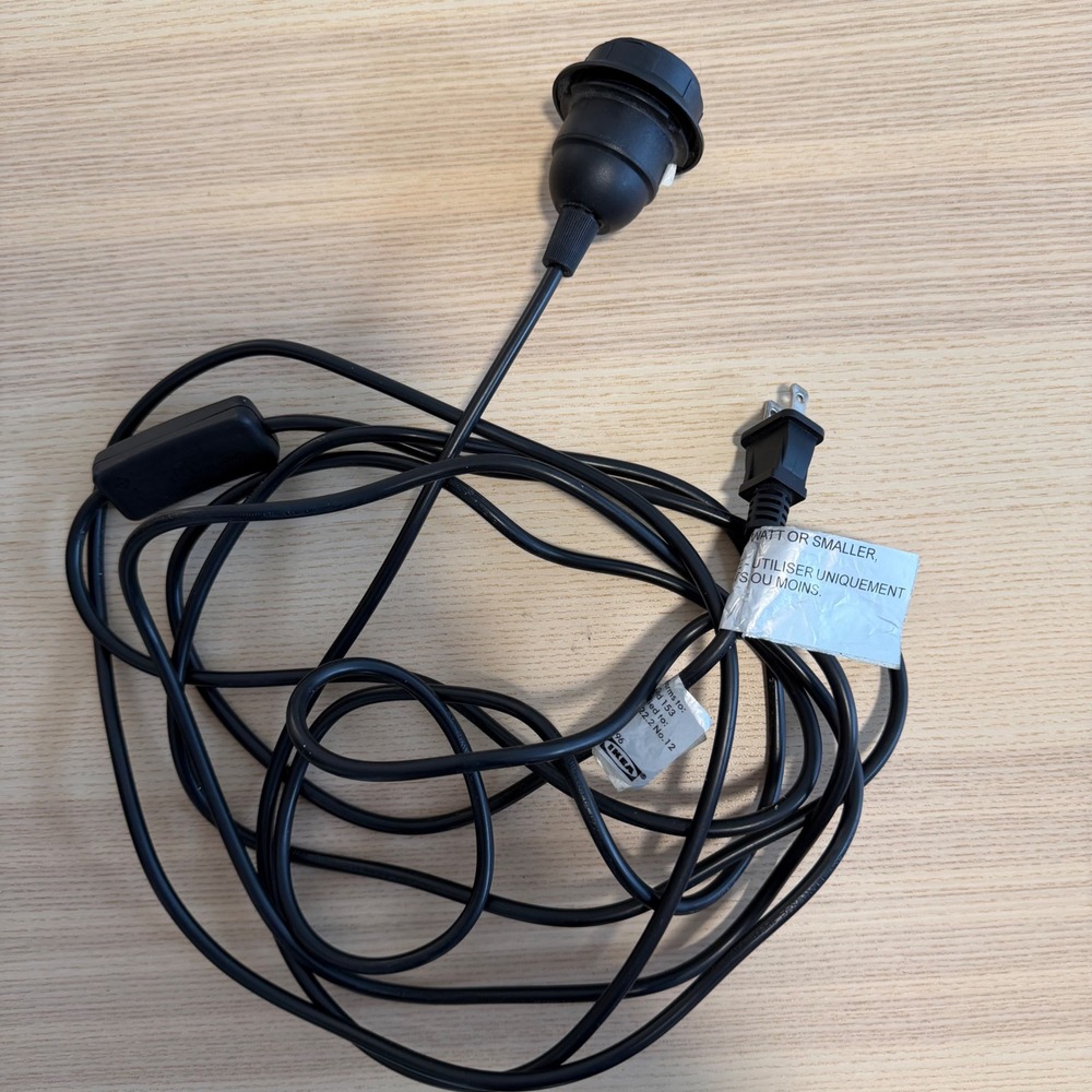 IKEA HEMMA Pendant Cord Set Black Hanging Light Socket with Switch 17796